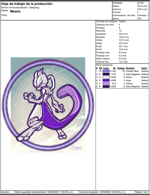 BORDADO MEWTWO